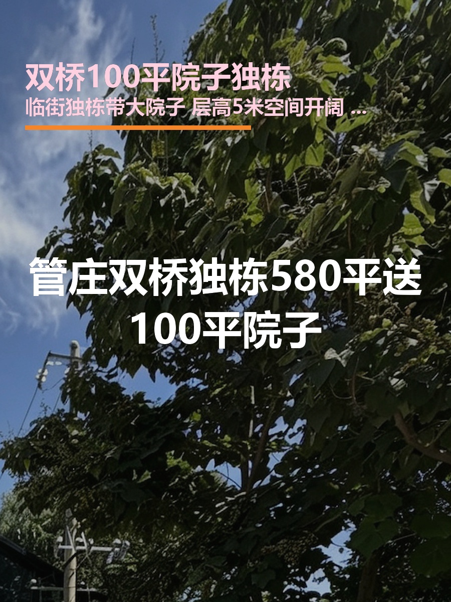 管庄双桥独栋580平送100平院子