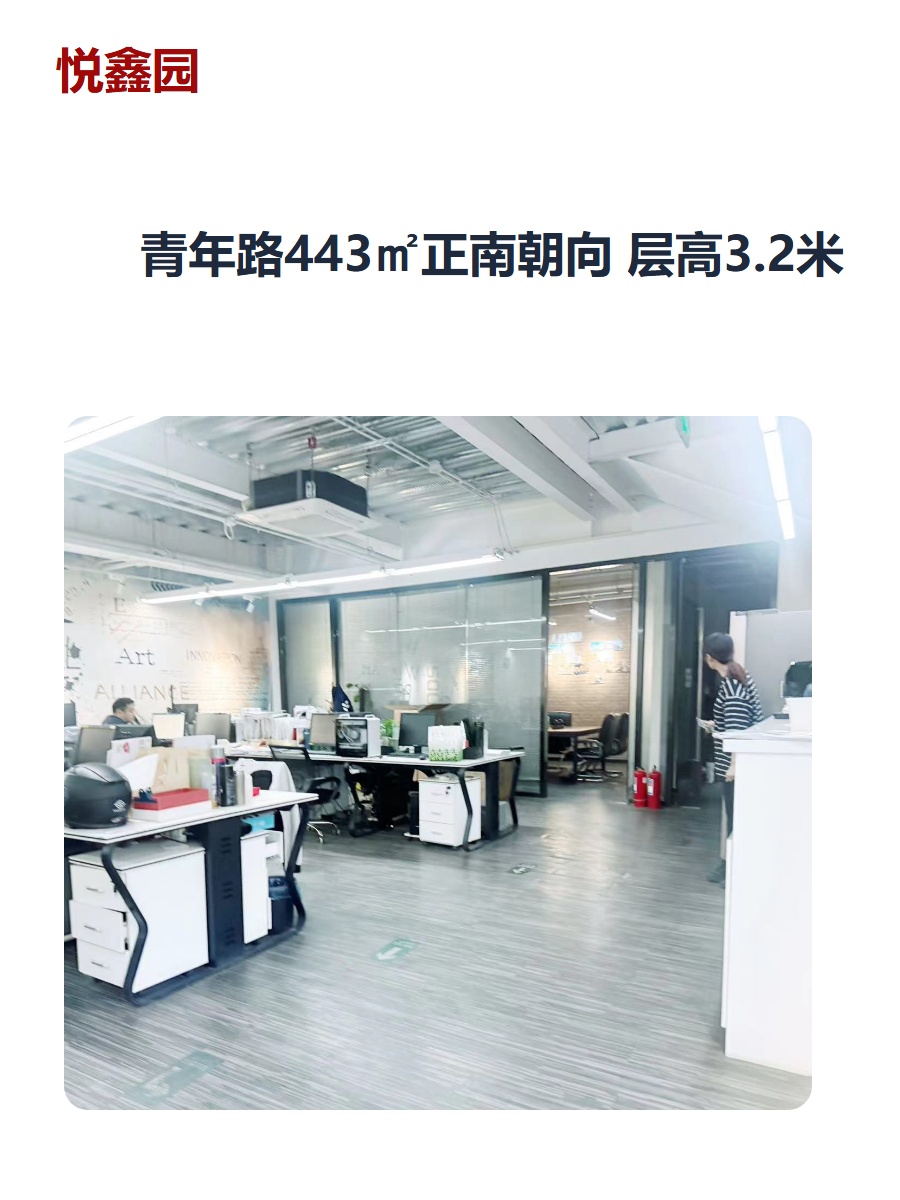 青年路443㎡正南朝向 层高3.2米