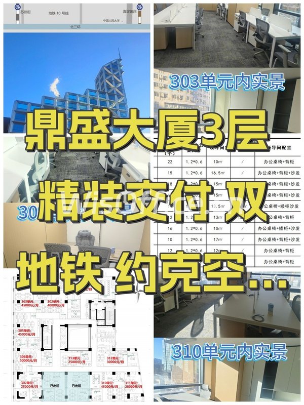 鼎盛大厦3层 精装交付 双地铁 约克空调 - 首图