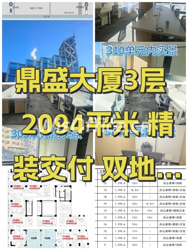 鼎盛大厦3层 2094平米 精装交付 双地铁 - 首图