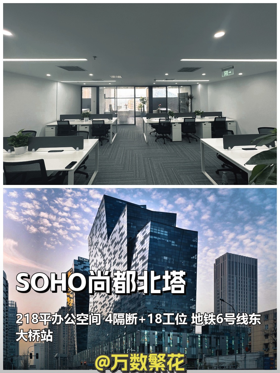 CBD SOHO尚都北塔 218平 4隔断 6号线东大桥