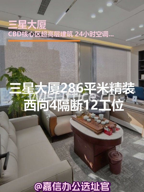三星大厦286平米精装 西向4隔断12工位 - 首图