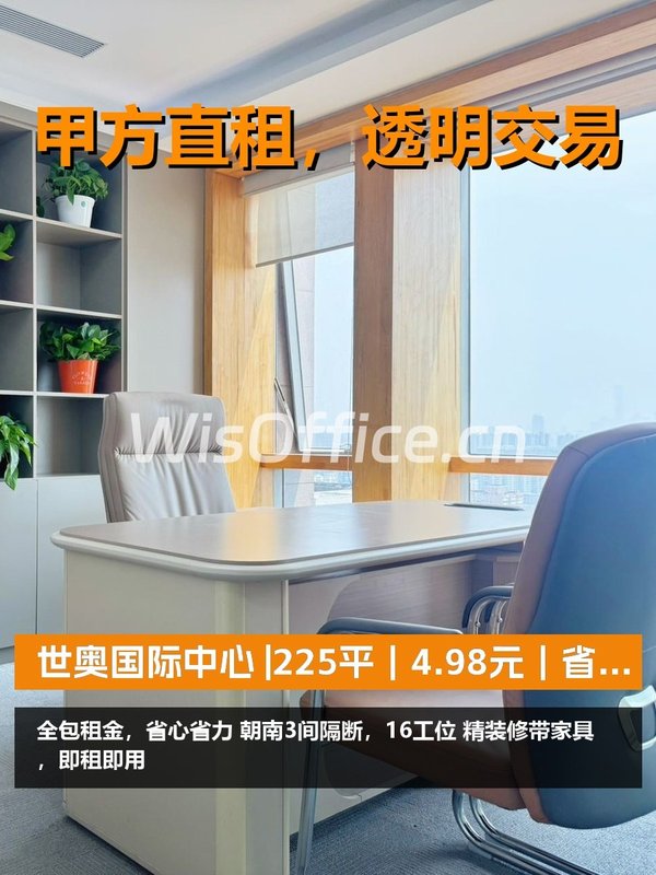 真房｜世奥国际中心 |225平｜4.98元｜省心办公 - 首图