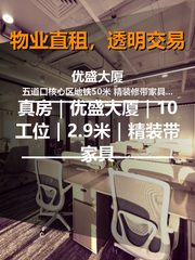 真房｜优盛大厦｜10工位｜2.9米｜精装带家具 - 缩略图 1