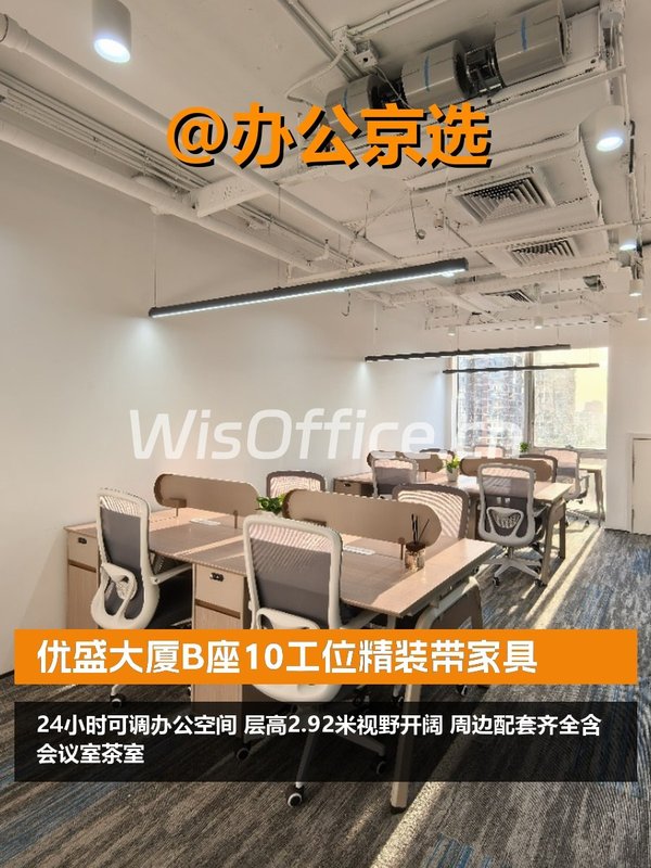 优盛大厦B座10工位精装带家具 - 首图
