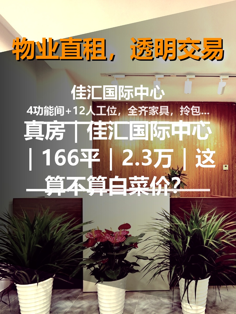 真房｜佳汇国际中心｜166平｜2.3万｜这算不算白菜价？