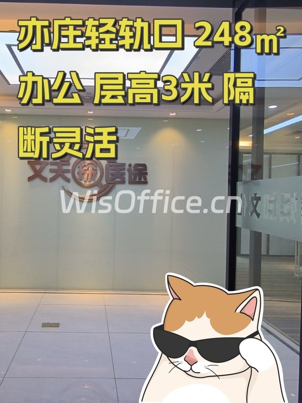 亦庄轻轨口 248㎡办公 层高3米 隔断灵活 - 首图