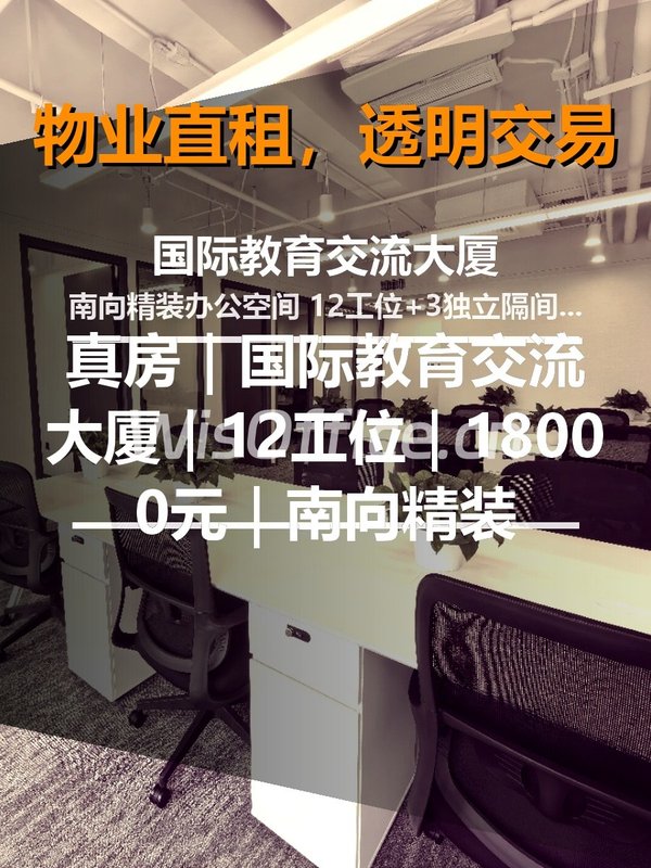 真房｜国际教育交流大厦｜12工位｜18000元｜南向精装 - 首图