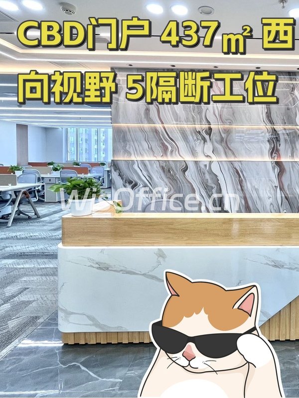 CBD门户 437㎡ 西向视野 5隔断工位 - 首图