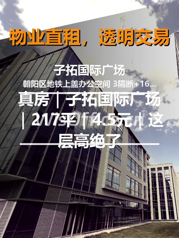 真房｜子拓国际广场｜217平｜4.5元｜这层高绝了 - 首图
