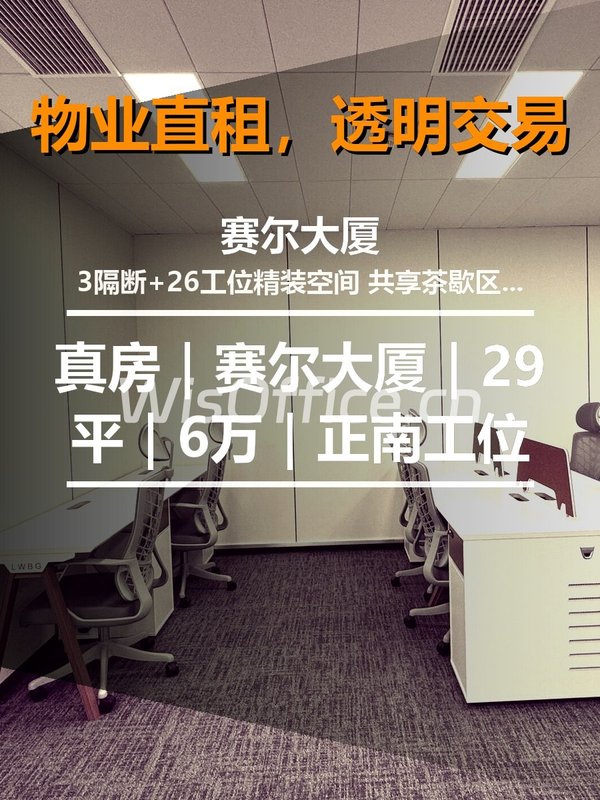 真房｜赛尔大厦｜29平｜6万｜正南工位 - 首图