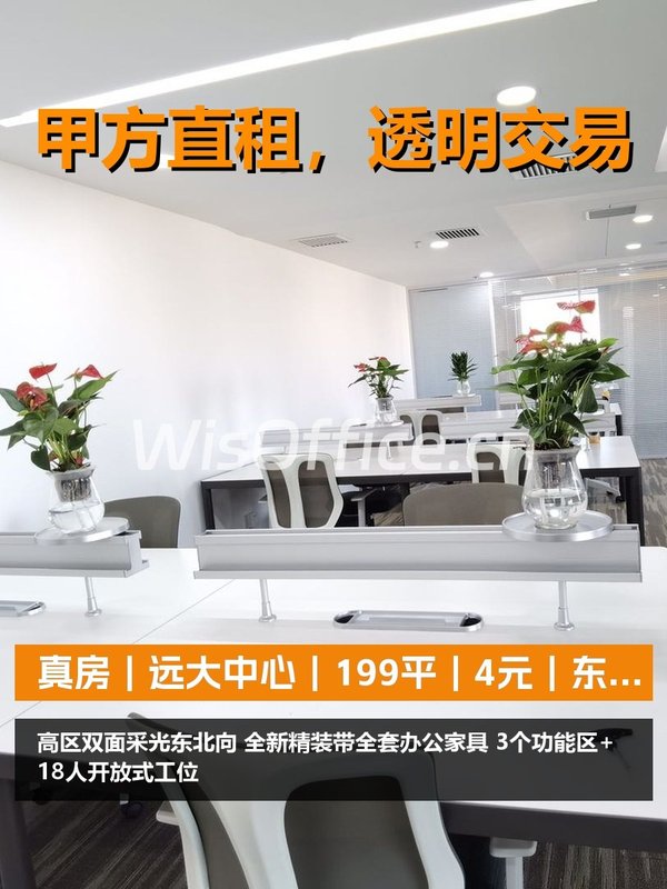 真房｜远大中心｜199平｜4元｜东北向双面采光 - 首图