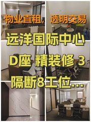 远洋国际中心D座 精装修 3隔断8工位 西北向 - 缩略图 1