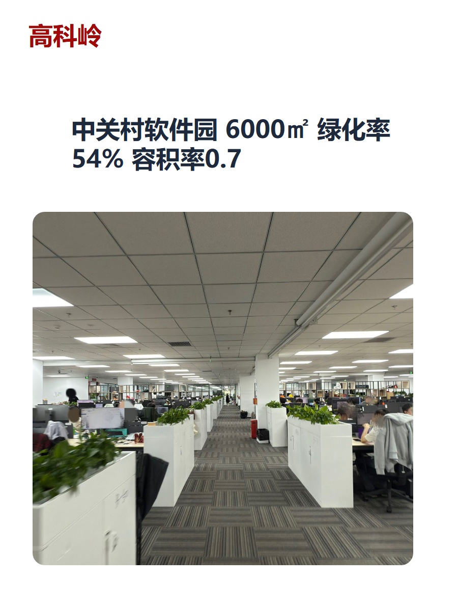 中关村软件园 6000㎡ 绿化率54% 容积率0.7