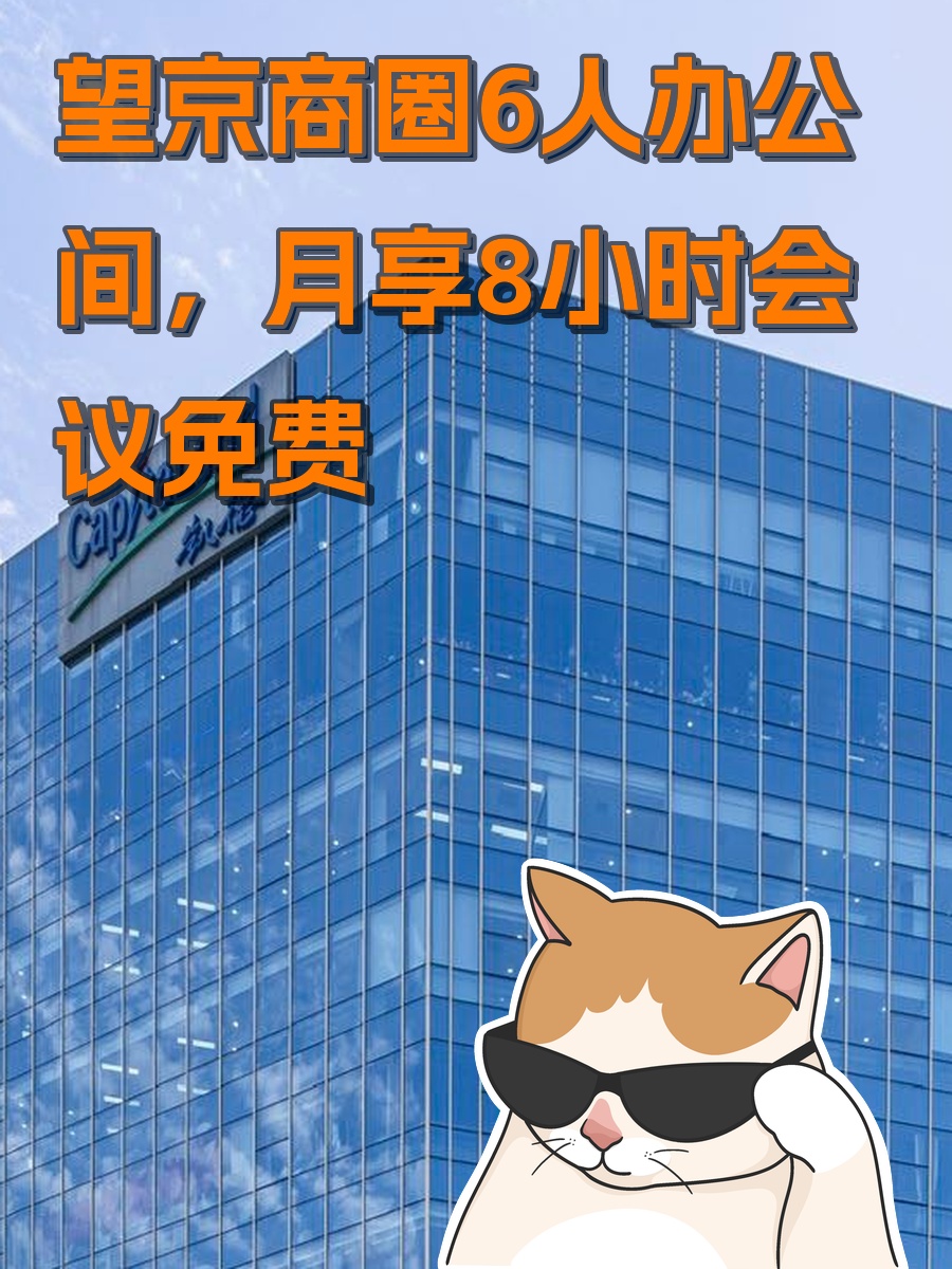 望京商圈6人办公间，月享8小时会议免费